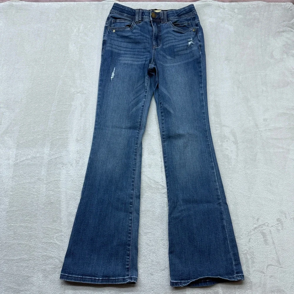 Democracy Jeans Women's 4 Flare Boho Blue Distressed Ab Technology Casual Denim